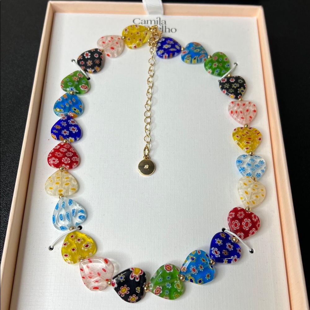 Camila Coelho | Multicolor Glass Heart Necklace - Picture 5 of 8